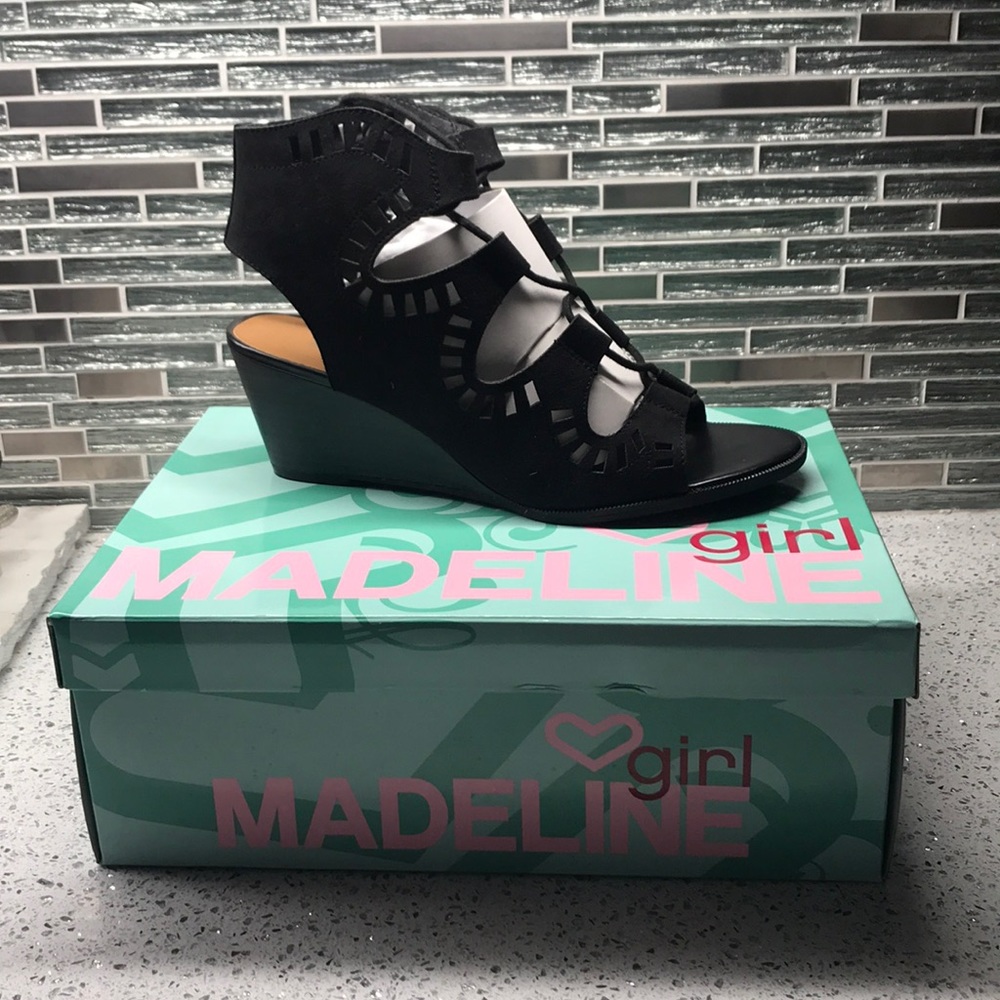 Microsuede TieUp Cut Out Wedge Madeline Girl
